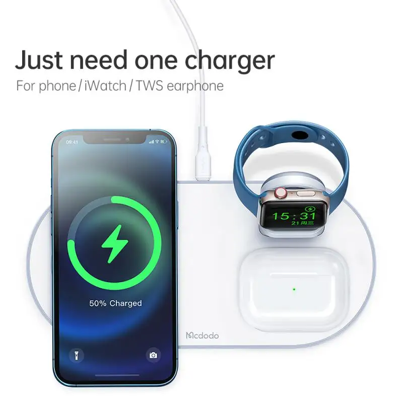 

Mobile Phone Wireless Charger 3 In 1 Portable Led Breathing Light Magnetic Overvoltage Protection For Mobile Phone Black