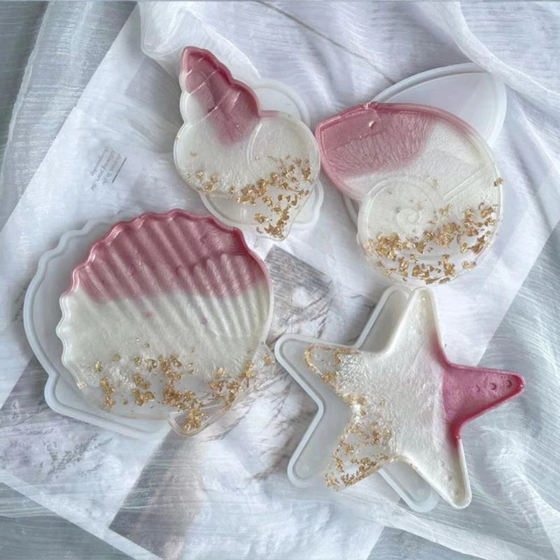 

Shell-Shaped Plate Coaster Silicone Molds UV Epoxy Resin Mold Jewelry Storage Tray Resin Mould Starfish Fruit Dish Home Decor