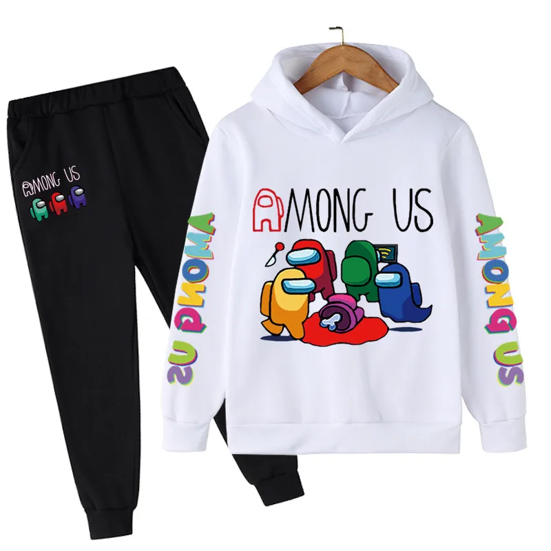 

Autumn New Product among us Hoodie Children Clothing 4-14 Year Old Imposter Sweat Shirt and Pants Suit Print Cute Cartoon Fit