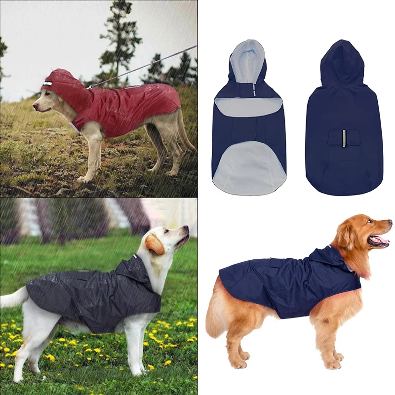 

Reflective Dog Raincoat Lightweight Waterproof Pet Clothes for Small Medium Large Dogs Labrador Dog Hoodie Corgi Jacket Costumes