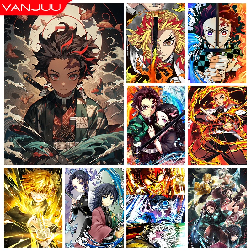 Demon Slayer 5D алмазная живопись Камадо Танджиро Алмазная вышивка мозаика DIY Rengoku Kyoujurou