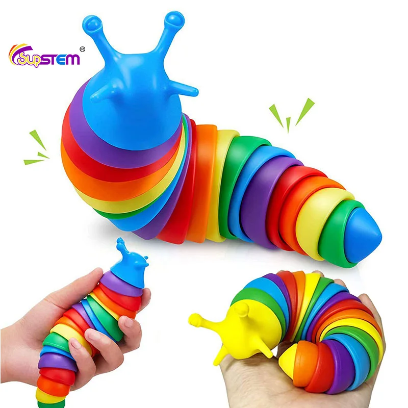 2022 3D Fidget Slug Toys Anti-Anxiety Articulated Flexible Relief Anti-Anxiety Toys  Mischief New Toys Kids Gift Anti Stress Toy