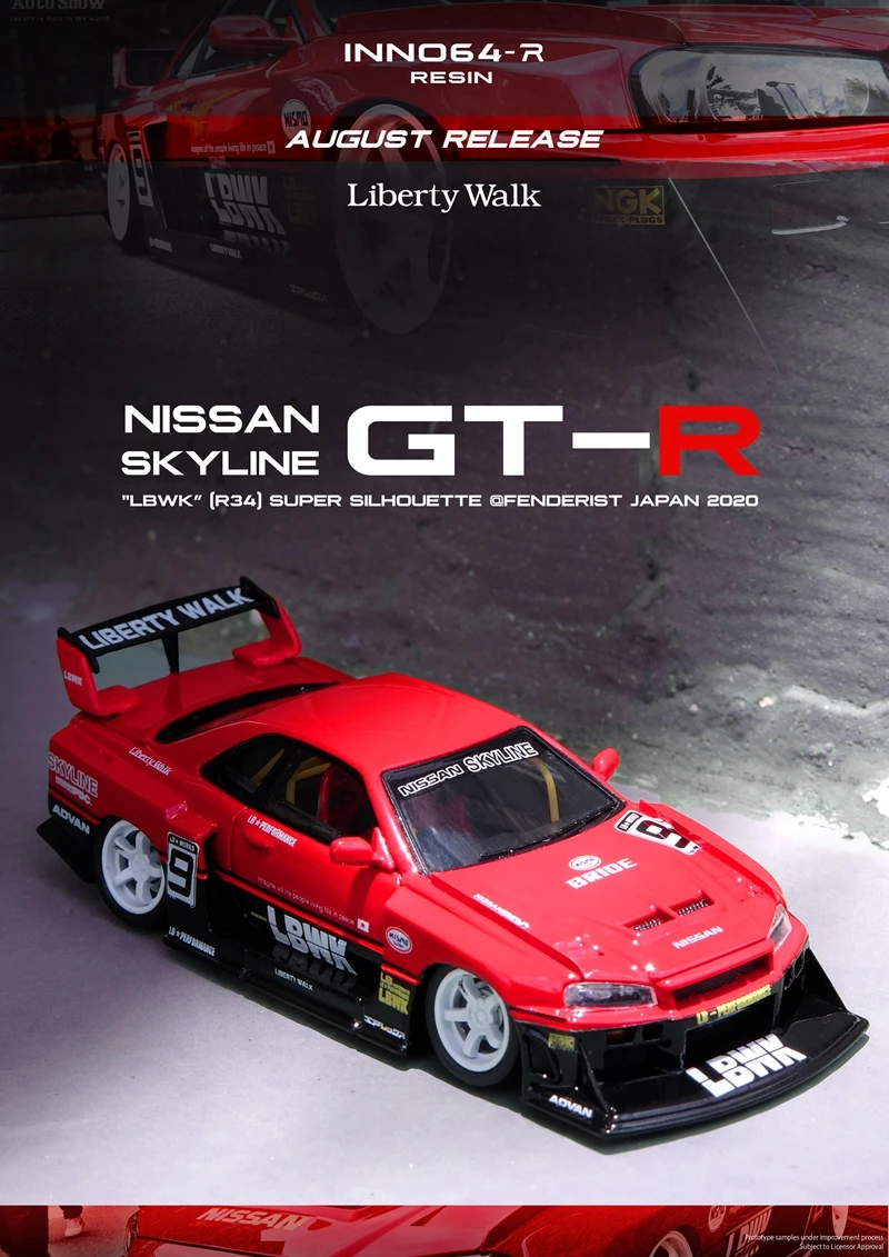 

INNO 1:64 Nissan Skyline GT-R LBWK супер силуэт ER34 Япония коллекция 2020 литые под давлением модели resinTrolley декоративные подарки