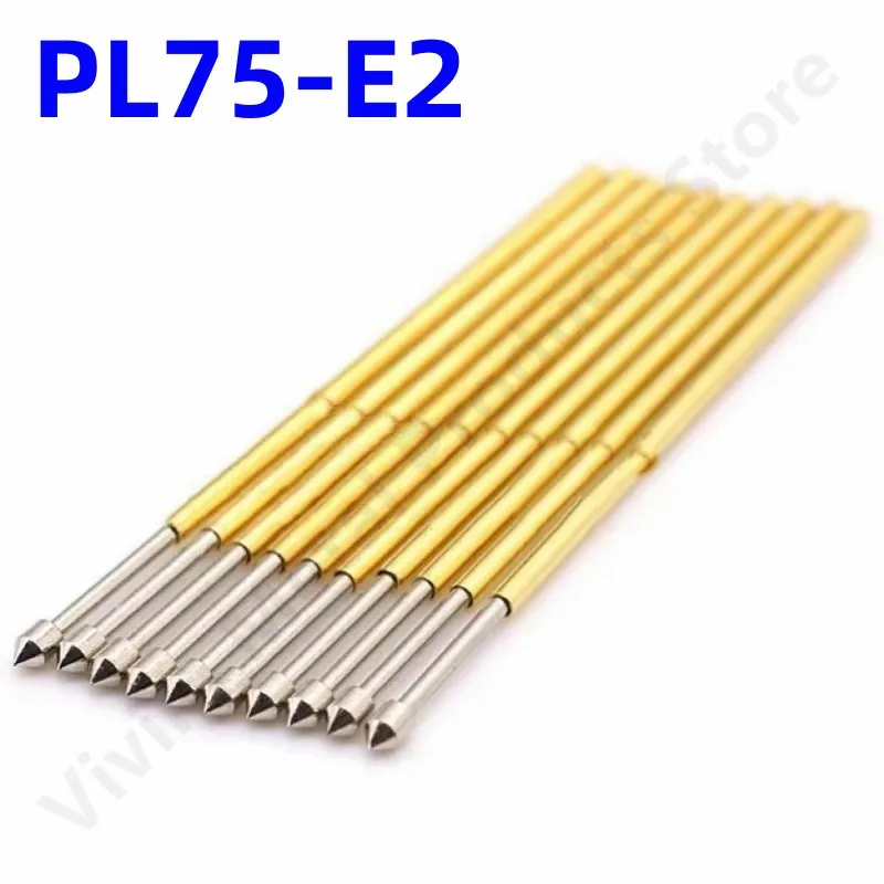 

100PCS PL75-E2 Spring Test Probe Pogo Pin PL75-E Test Pin Needle Head Dia 1.3mm For Testing Tool Length 33.35mm Dia 1.02mm 1.3mm