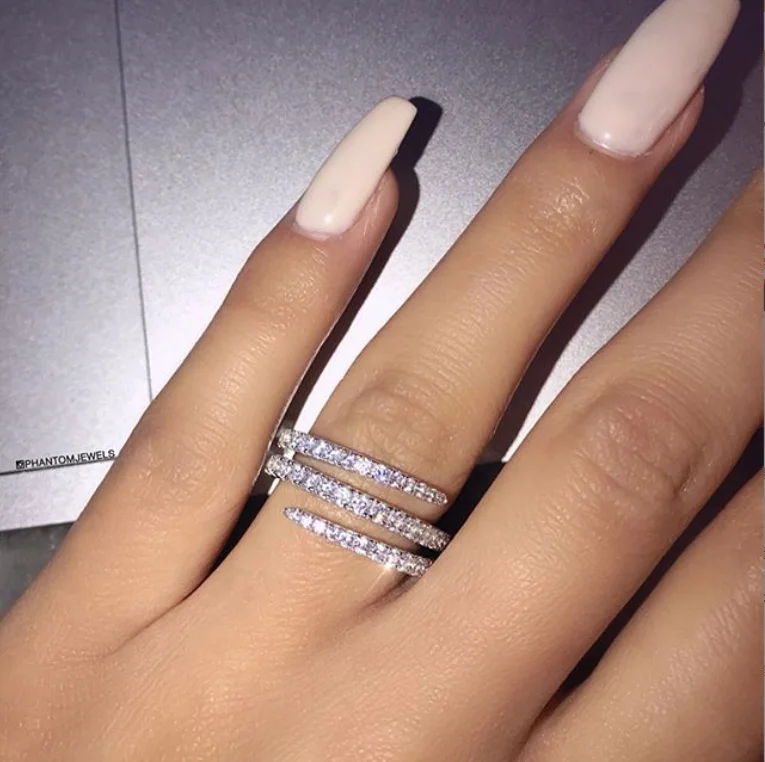 Женские кольца на свадьбу и вечеринку ANGLANG простые сверкающие с кубическим