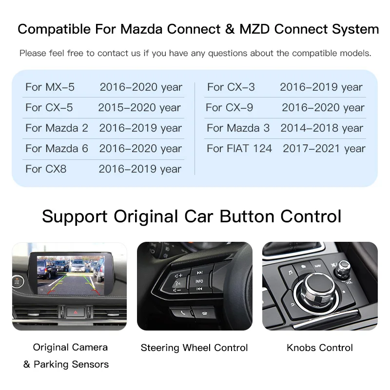 Фото Комплект для модернизации OEM-концентратора EZonetronics для системы подключения MZD, совместимый с Mazda 2/3/6/CX3/CX5/CX9/подходит для Carplay и Android Auto №4