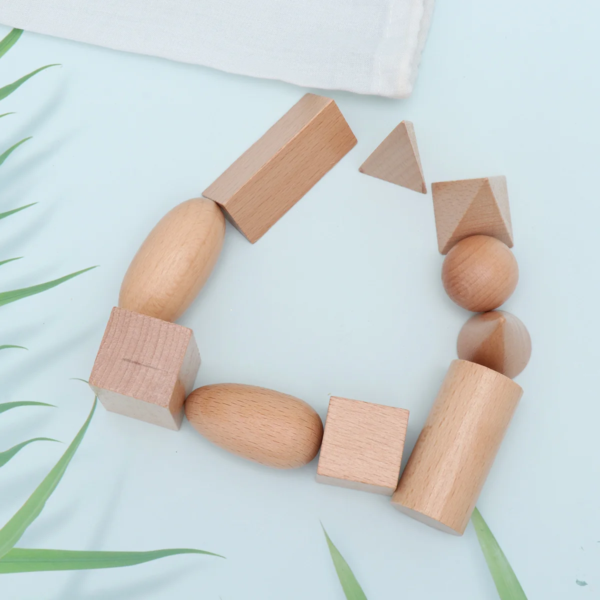 

11 Wood Building Blocks Smooth Wooden Montessori Construction with Bag Math Geometry Teaching Educational Playthings for