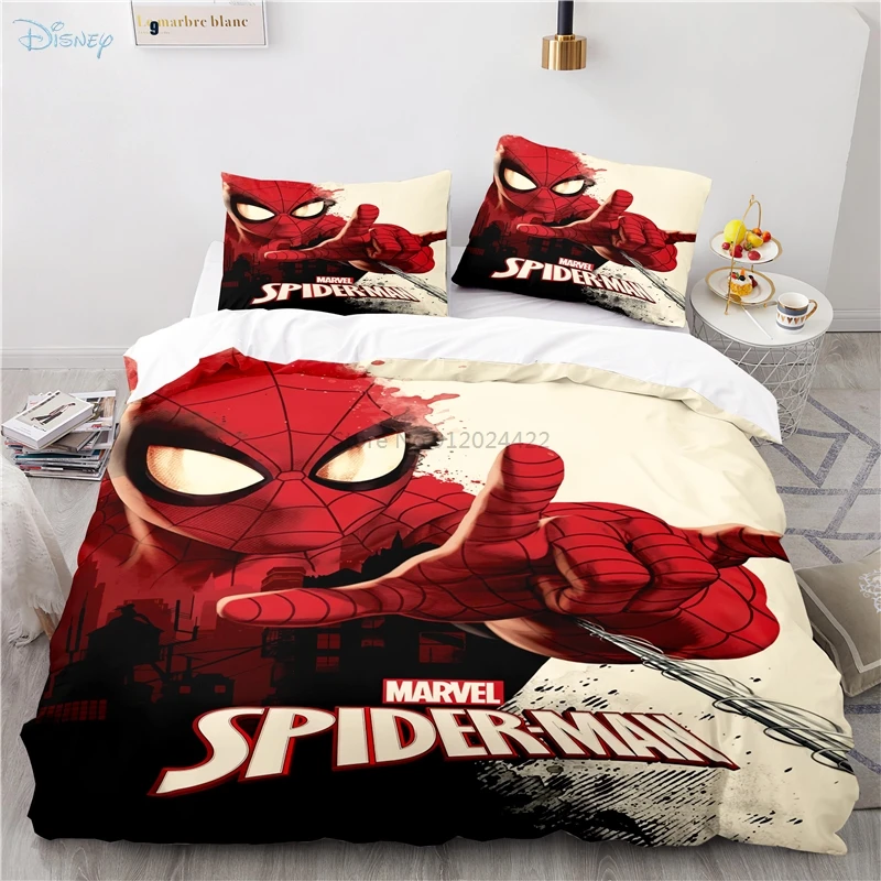 Çocuk popüler karikatür Marvel örümcek adam karakter 3d yorgan yatak örtüsü seti yastık kılıfı ile 2/3 adet yorgan yatak örtüsü seti yatak takımları