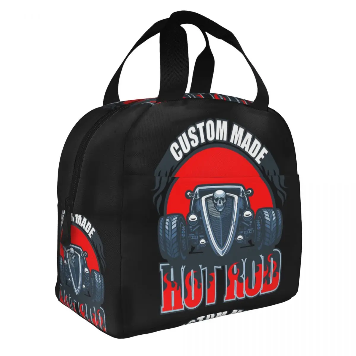 Made Hotrod Hot Rod Vintage Retro Car Lunch Bento Bag Portable Aluminum Foil thickened Thermal Cloth Lunch Bag for Women Men Boy