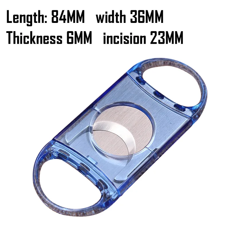 

Plastic Cigar Cutter Transparent Blue Classic Portable Cigar Cutter Guillotine With Gift Box Cigar Scissors Gift