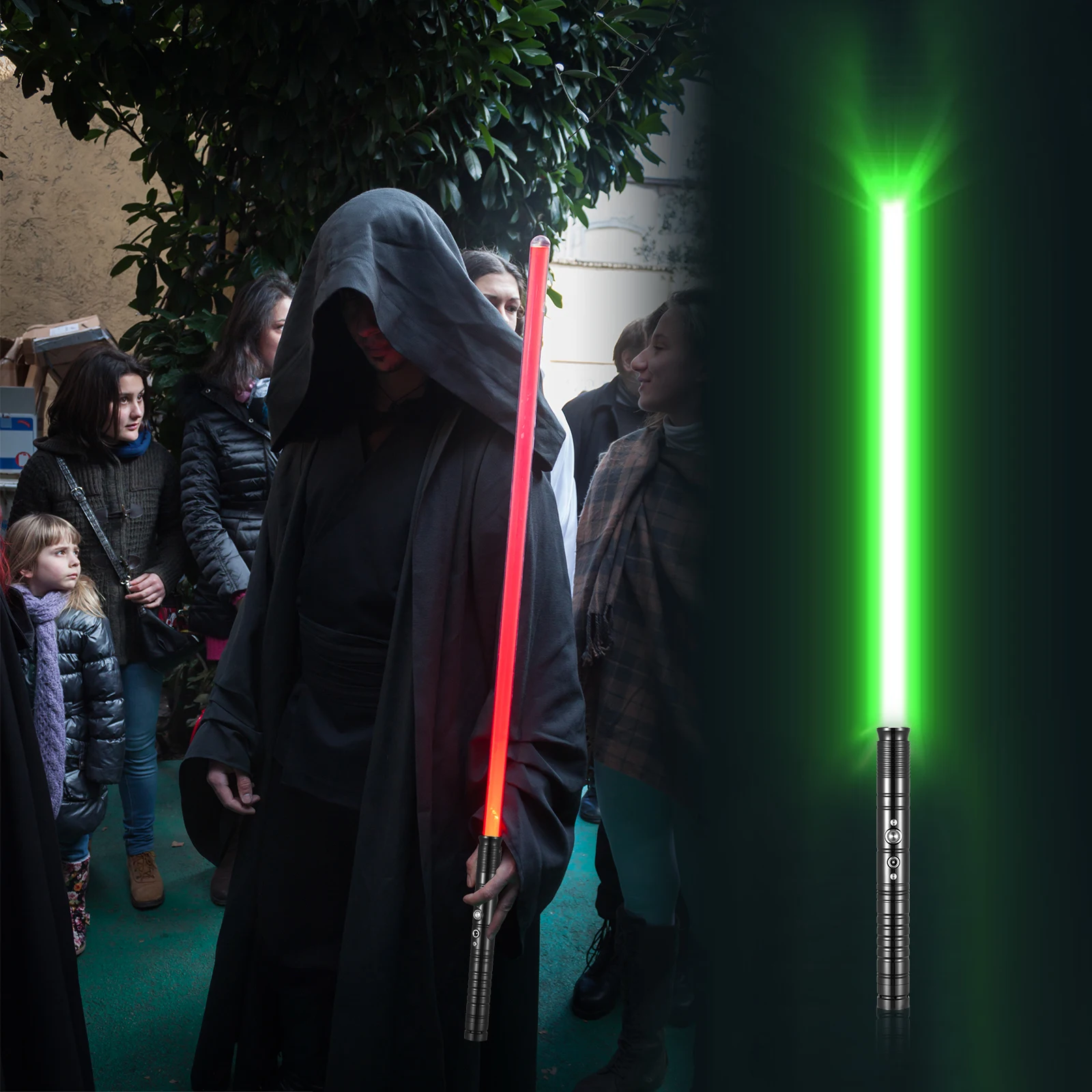 

2Pcs Set RGB 7 Color Variable Metal Handle Lightsaber 2 In 1 FX Duel Lightsaber With Sound Effect Mode USB Charge LED Lightsaber