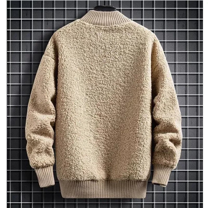 

2022NEW Warm Men Sweatshirts Fashion 2021 New Pullover Fleece Padded Lamb Wool Tops Street Style Youthful Loose Sweatshirt
