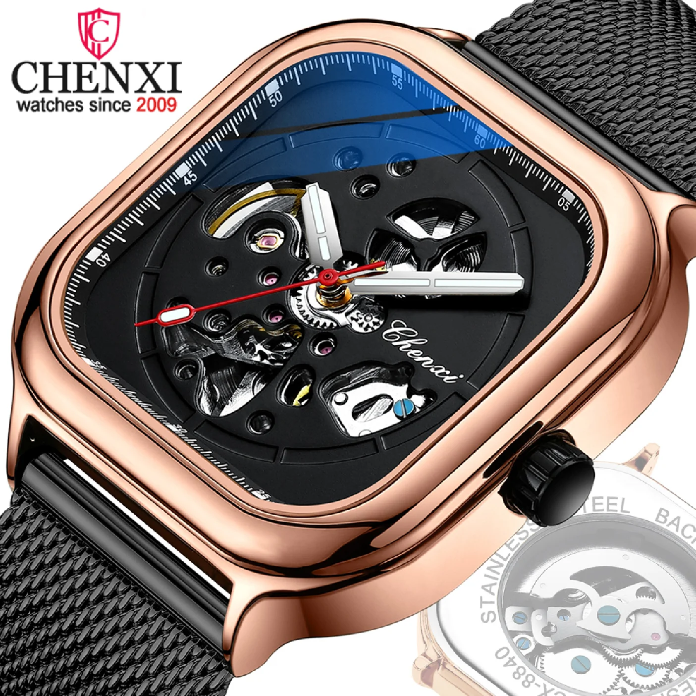 

CHENXI Automatic Mens Watches Top Brand Business Clock Mechanical Stainless Steel Men Wrist Watch Waterproof Relogio Masculino