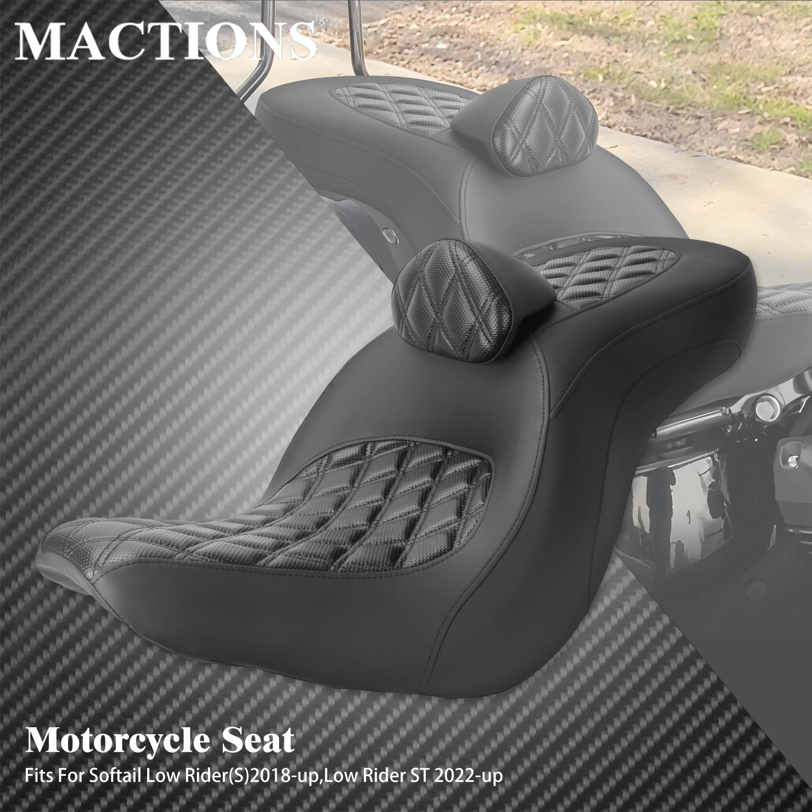 

Подушка для пассажирских сидений водителя мотоцикла, два сиденья со спинкой для Harley Softail Low Rider ST Sport Glide 2018-2024