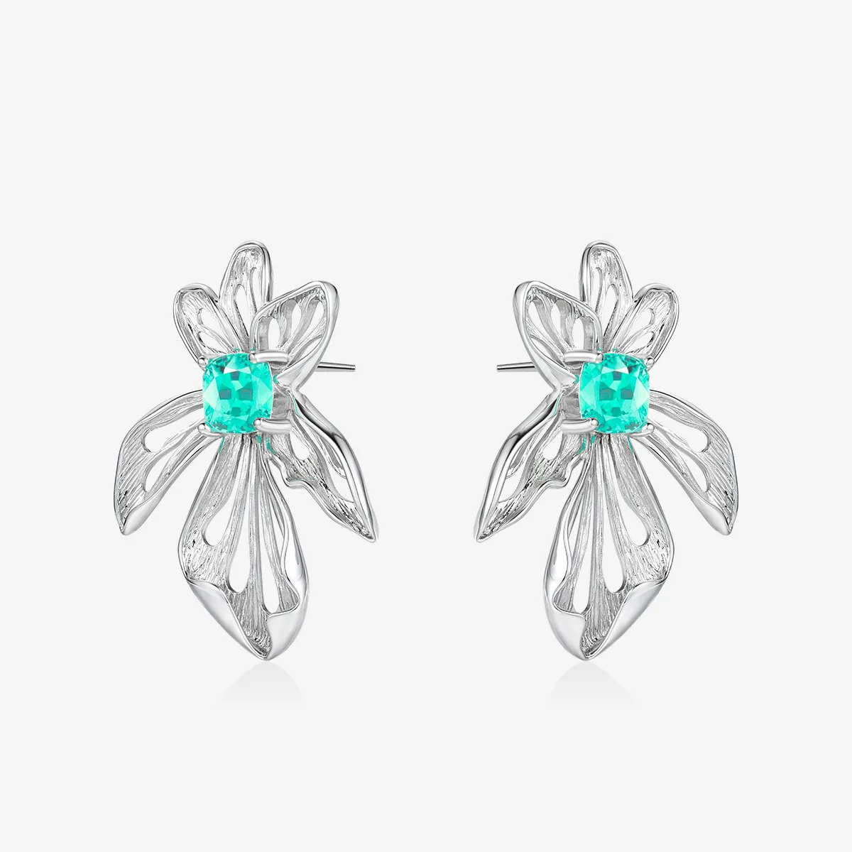 

Новинка 2022 г., модные серьги RUZZALLATI в виде цветов радужной оболочки озера, зеленого парайбы, роскошные элегантные серьги-гвоздики в виде цвет...