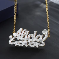 customized necklace double plated heart name necklace for women personalized stainless steel nameplate names pendant jewelry