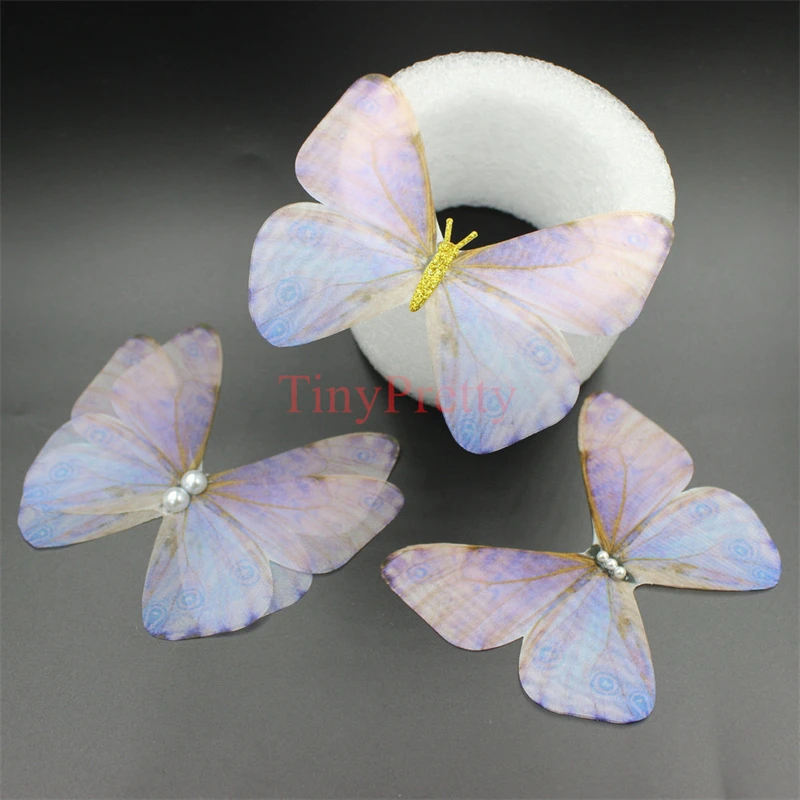 

10pcs Big Size Double-layer Organza Butterflies 100mm Fairy Angel Butterfly Wing for DIY Hair Jewelry Making, Wedding Decoration