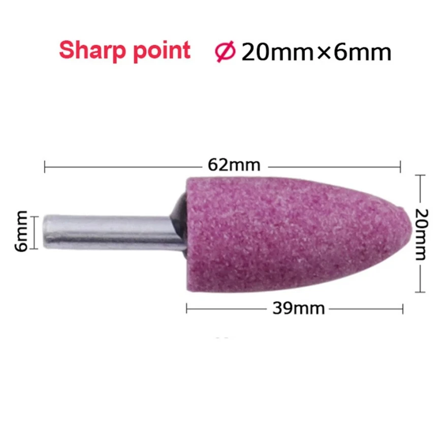 3 шт., 6 мм хвостовик, красный корунд, коническая шлифовальная головка для полировки и удаления ржавчины, мини-щетка для дрели Dremel