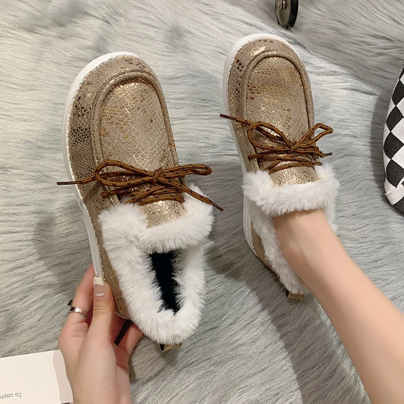 

Women's Shoes Platform Round Toe Female Footwear Low Heels Clogs Moccasin Dress Winter New Rome Basic PU Fabric Solid Snow Boots