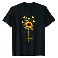 vintage faith cross sunflower butterflies flowers christians t shirt jesus apparel graphic tee aesthetic clothes y2k tops gifts