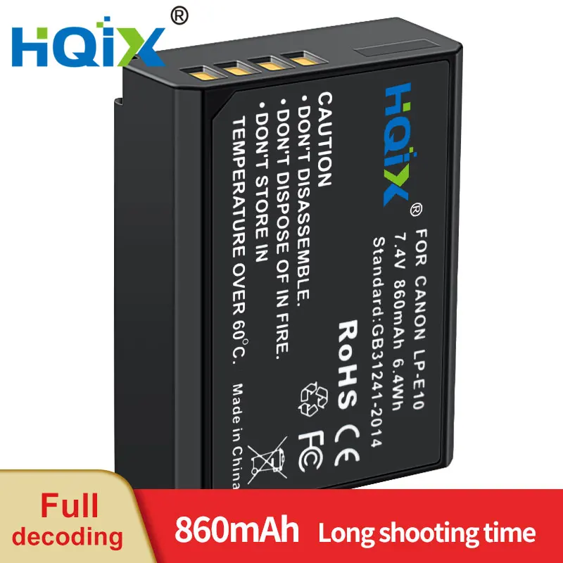 

HQIX for Canon EOS REBEL T3 T5 X50 X70 1100D 1300D 1200D 3000D 4000D Camera LP-E10 Charger Battery