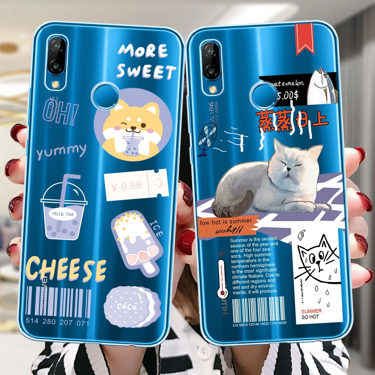 Милый чехол с этикеткой динозавра собаки кошки свиньи Для Huawei P30 P20 P10 P50 P40 Lite E Honor