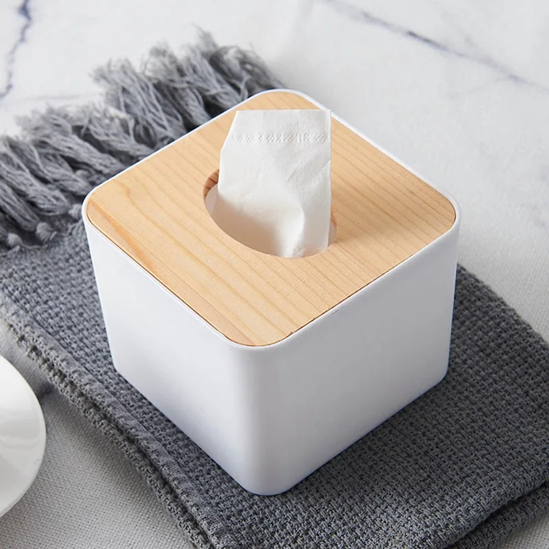 Wooden Tissue Box Napkin Holder Cover Toilet Paper Handkerch