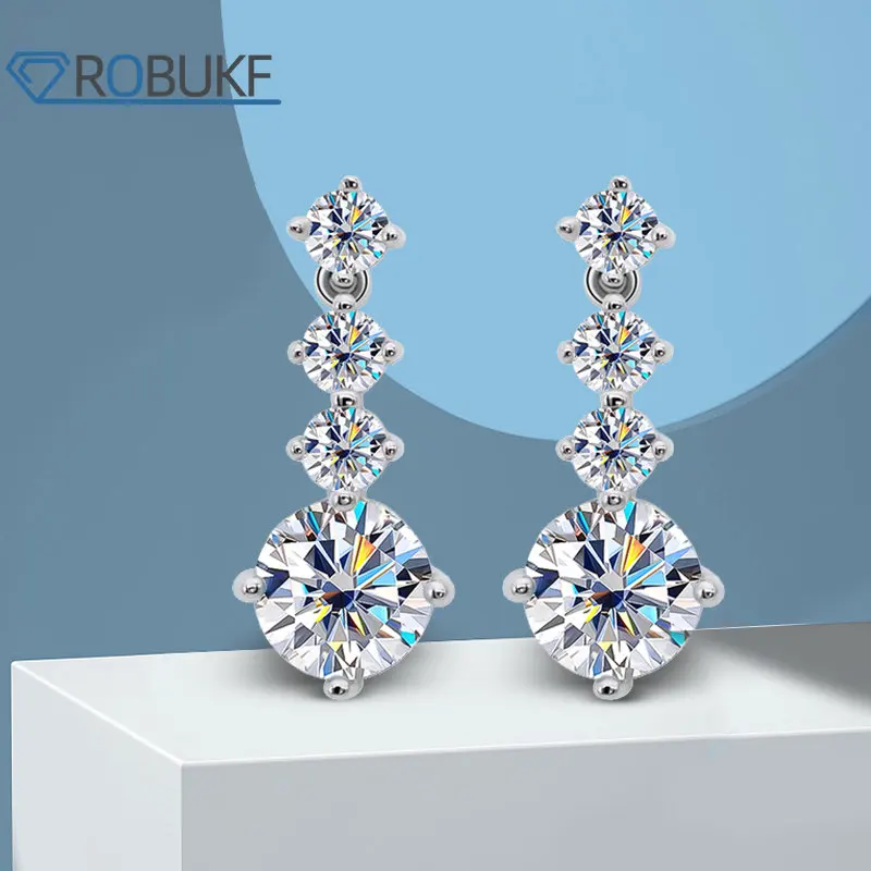 

Женские серьги-подвески из серебра 2,6 пробы с муассанитом, 925 карат