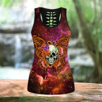 3d skull butterfly floral print fashion women hollow top sleeveless shirt summer vest shirt casual tank tops plus size xs 8xl