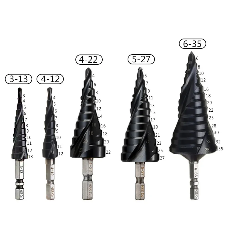 

HRC89 M35 Cobalt TiAlN Coated Step Drill Bit 1/4 Inch Hex Shank High Speed Steel Metal Drill Bit Hole Cutter For Stainless Steel