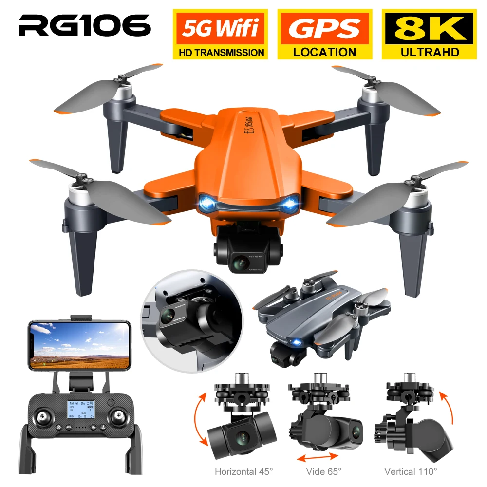 

RG106 GPS Drone 8K Profesional Dual Camera 3 Axis Gimbal Anti-Shake Photography Brushless Foldable Quadcopter RC Distance 1500M