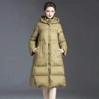 Down jacket 2022 new female luxury Korean high-end fashion big swing version a cloak medium and large size