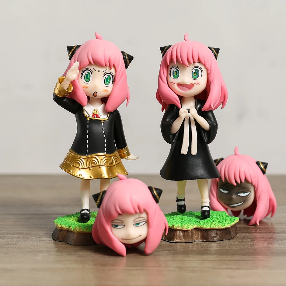 

SPY x FAMILY Anya Forger with Replaceable Head Q Cute Anime Action Figure Model Toy Face Change Assembly Doll