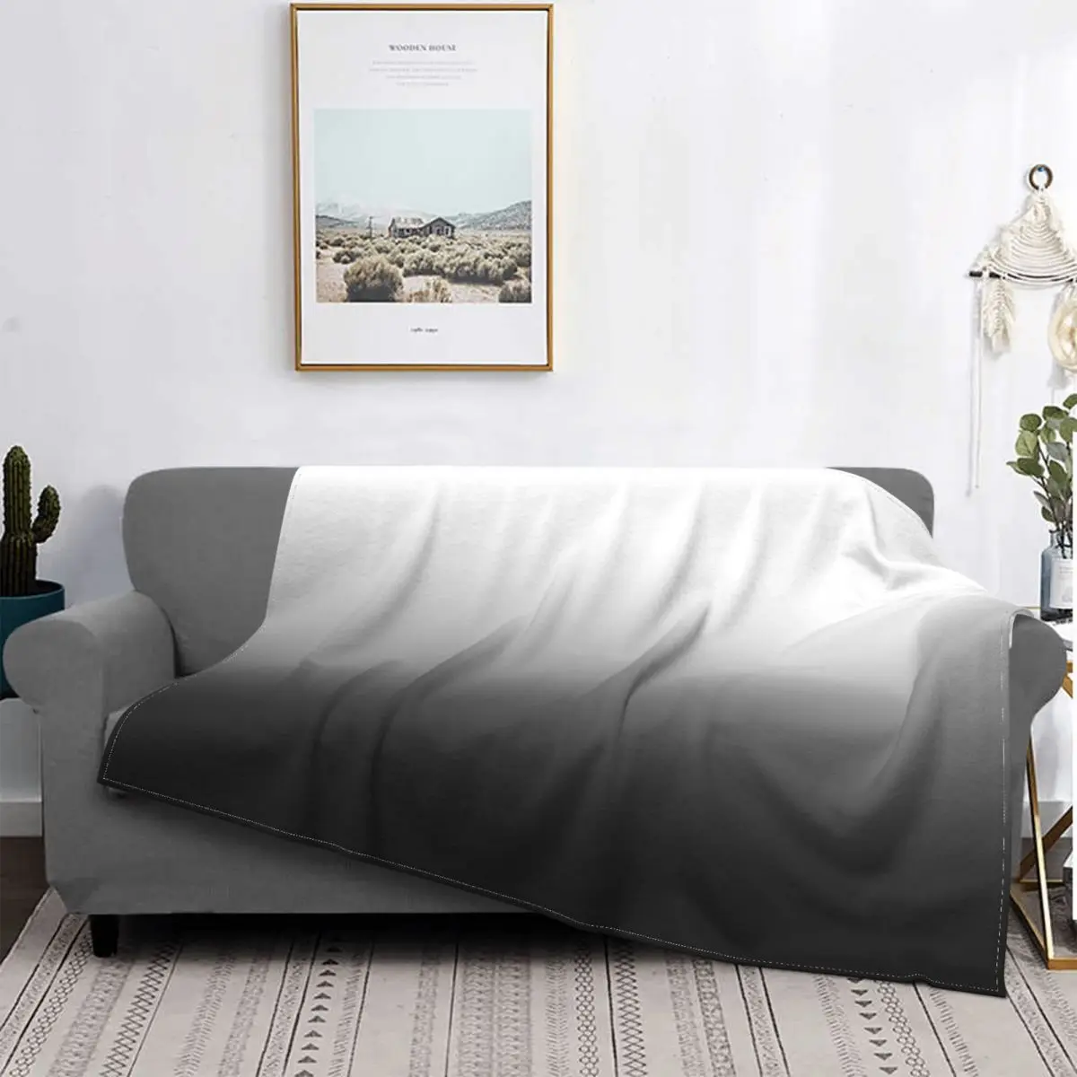 

Black Ombre Blanket Gradient Colorful Fleece Autumn/Winter Multifunction Lightweight Throw Blankets For bed Rug Piece