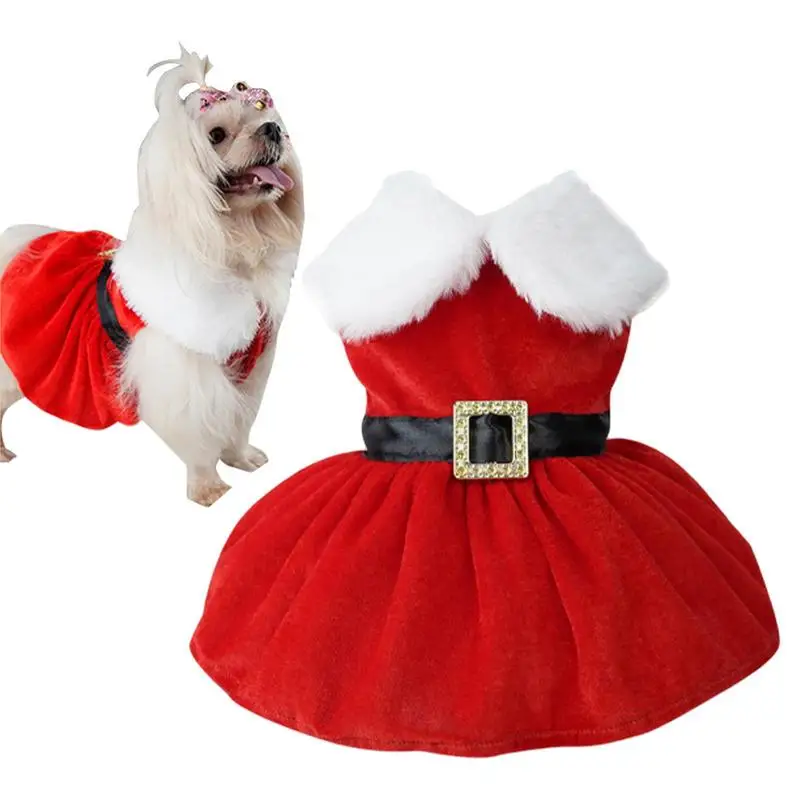 

Dog Santa Christmas Clothes Santa Dog Costume Christmas Pet Clothes Gold Velvet Fabric Winter Dress Clothes For Dog Pet Clothing