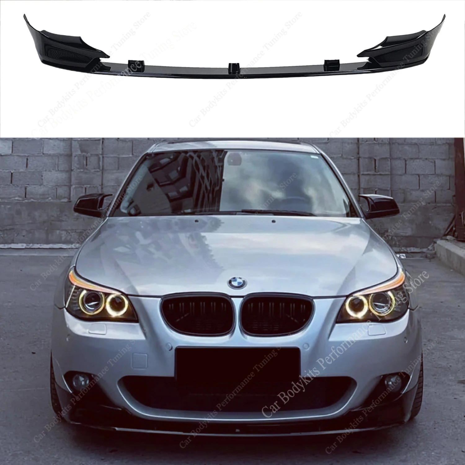 Фото Спойлер-сплиттер для переднего бампера MP Style, 4 шт., ABS, для BMW E60 E61 5 серии M Sport 2004-2009, тюнинг кузова. №1