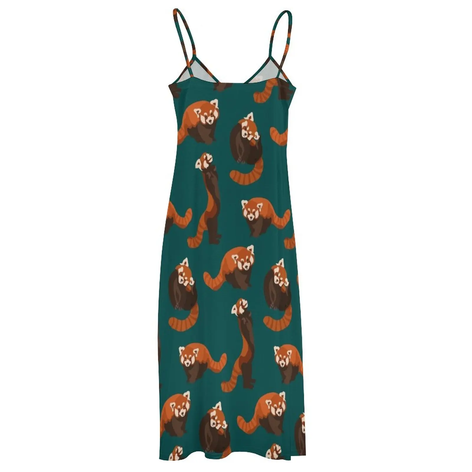 Длинное платье без рукавов с красным рисунком панды роскошное женское вечернее