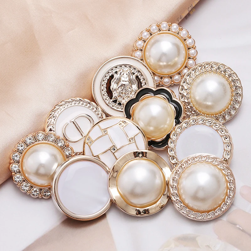 

500pcs 18/21/25mm luxury Pearl Women Windbreaker Coat Plastic Shank Buttons Flower Buttons For DIY Apparel Sewing Accessories