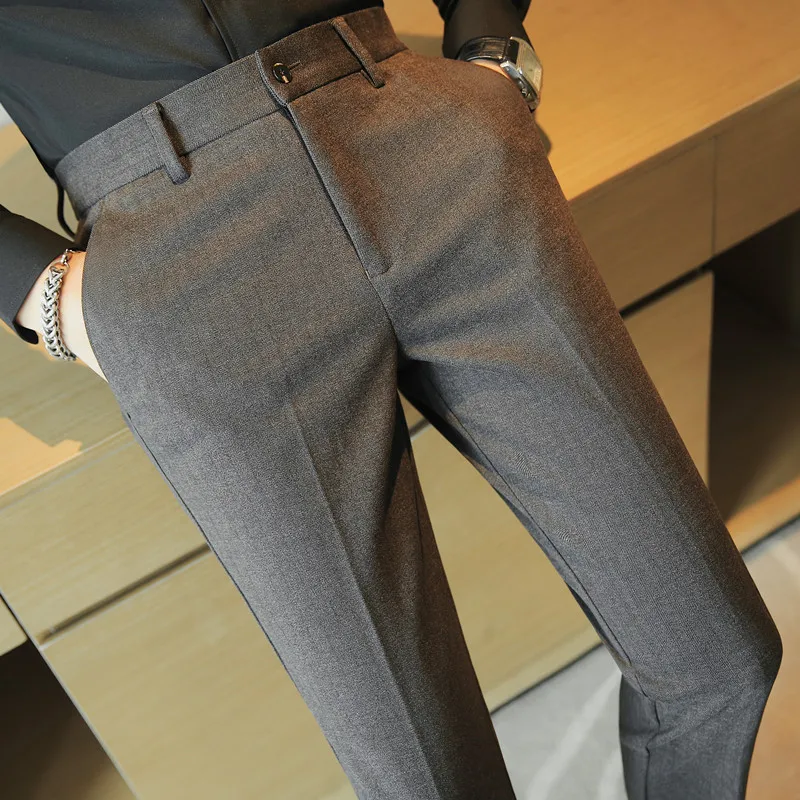 

Повседневные облегающие деловые простые высококачественные осенние брюки одежда платье Костюмные брюки мужские однотонные 2022 зимние шерстяные деловые