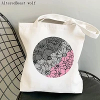womens shoulder bag demigirl pride flowers printed canvas bag harajuku shopping shopper bag girl handbag canvas tote lady bag
