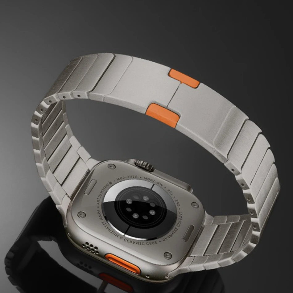Фото Ремешок из нержавеющей стали для Apple Watch 11 10 9 8 7 6 5 SE 4 3 Ultra с кнопочной застежкой, для Iwatch 38 40 41 42 44 45 46 49 мм №3