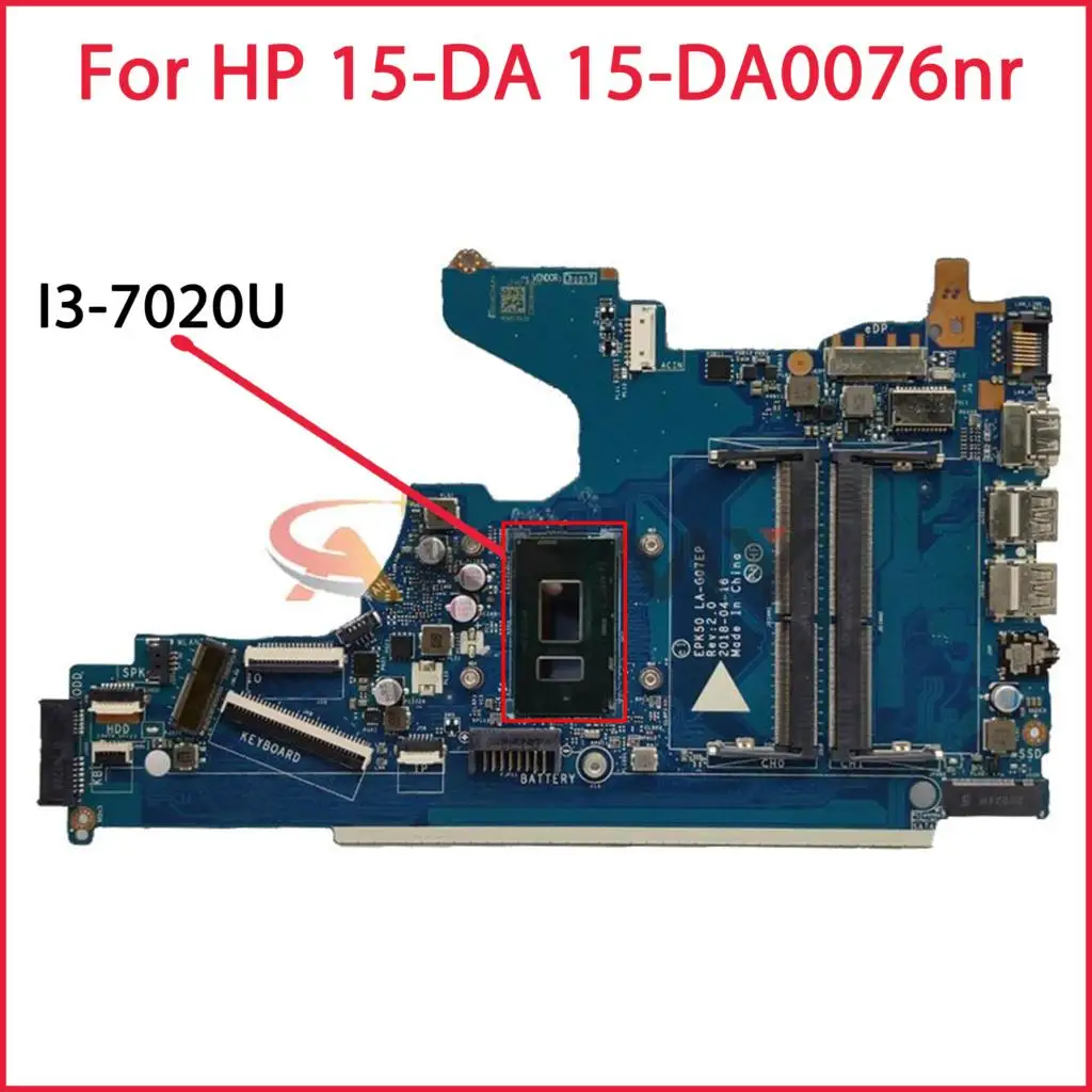 

Для ноутбука HP 15-DA 15-DA0076nr, материнская плата SR3LD I3-7020U EPK50 L20373-001 DDR4 100%, протестирована, быстрая доставка