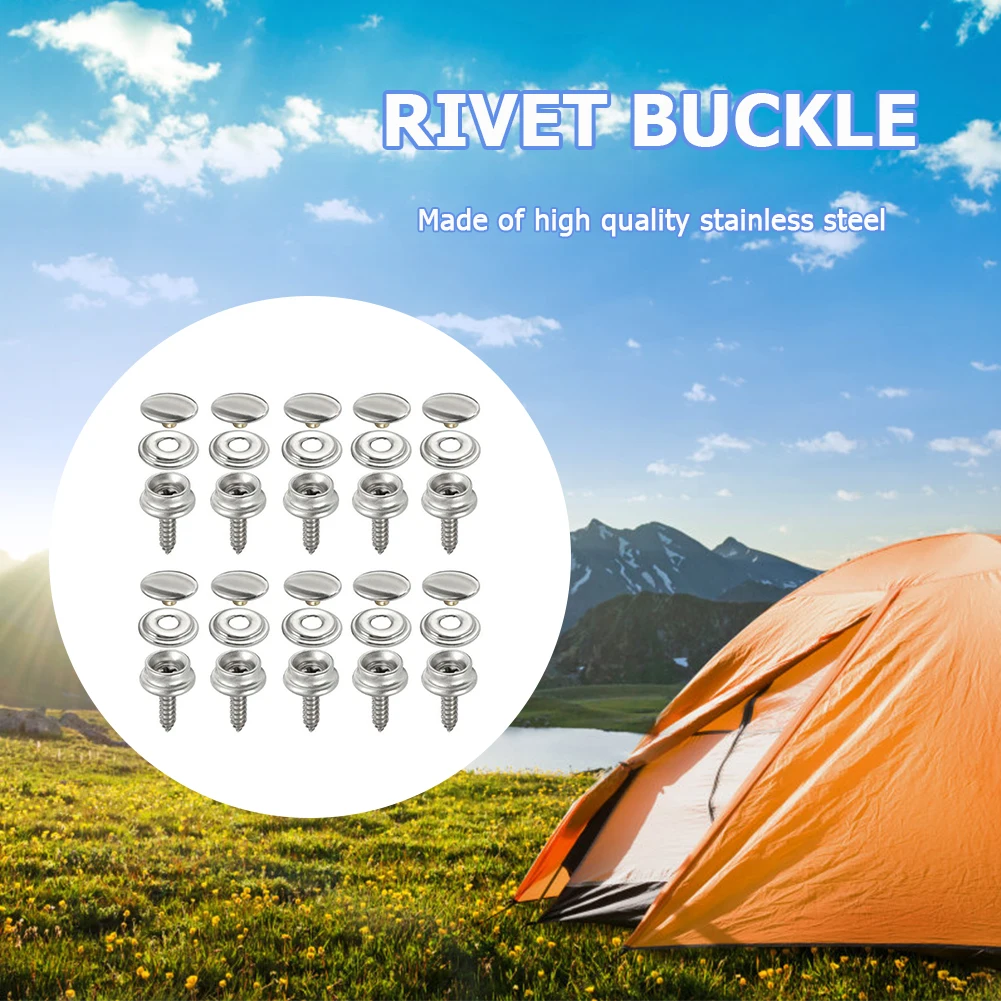 

10pcs 15mm Stainless Steel Tapping Snap Fastener Kit Tent Marine Yacht Boat Canvas Cover Sockets Buttons Car Canopy Accessories