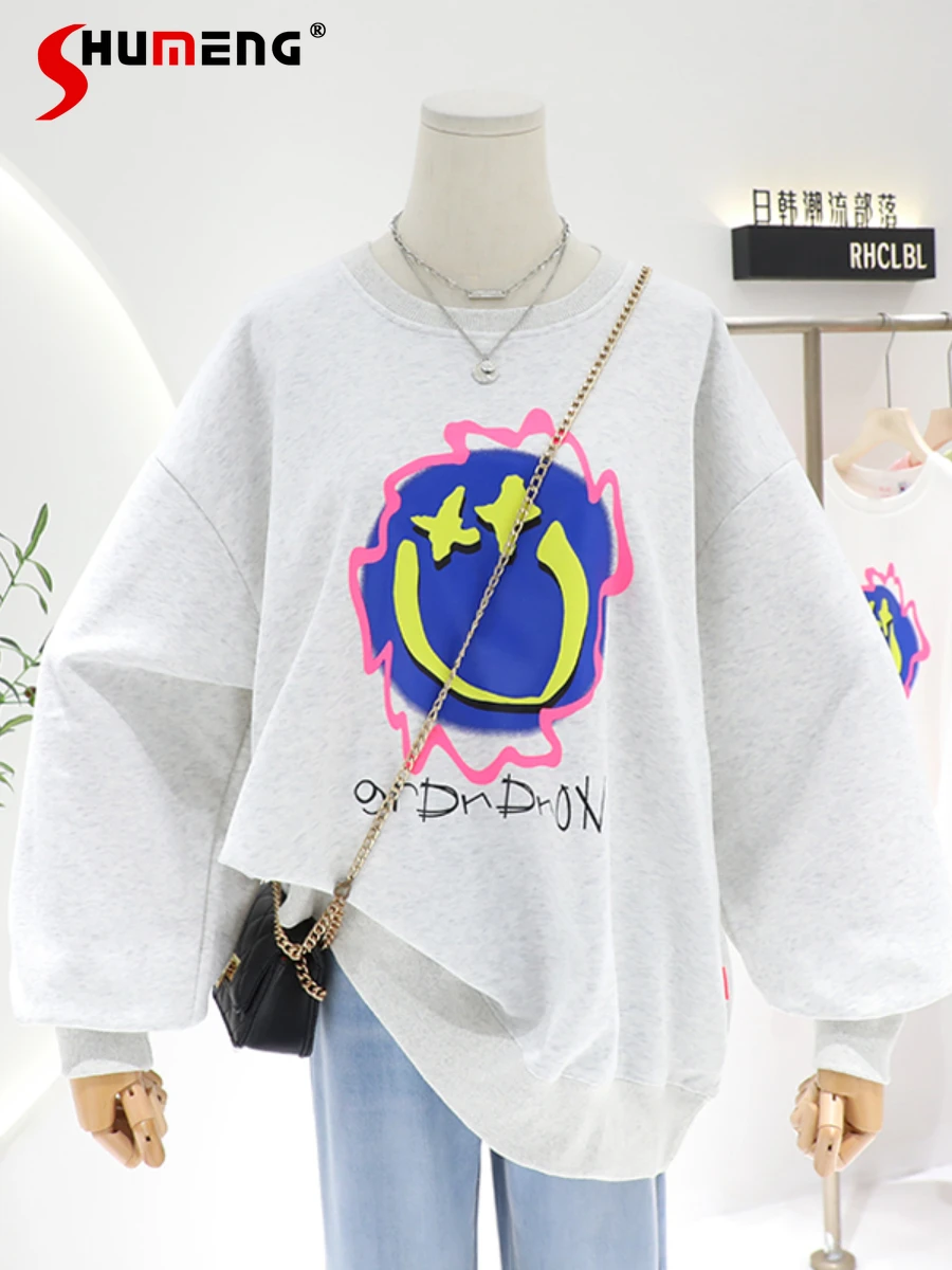 

Women's 2022 Autumn Fashion Simple Mid-Length Sweatshirt Ladies Casual Oversized Loose Lazy Round Neck Long-Sleeve Pullover Top