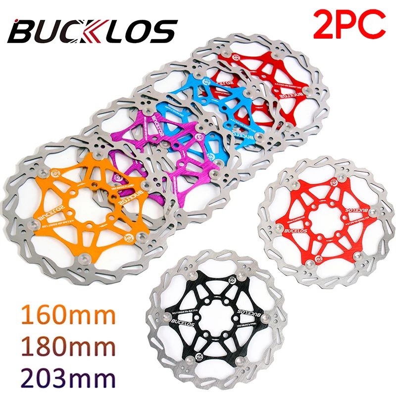 

2PC BUCKLOS Rotors Bike Brake Rotors MTB 160mm 180mm 203mm Bicycle Disc Brakes Rotor Floating Disc Brake Rotors Pad Bike Part