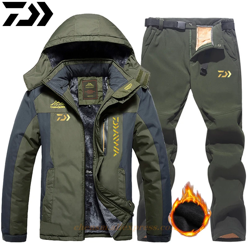 

Костюм рыболовный мужской непродуваемый и водонепроницаемый, зимний теплый костюм для сноуборда, лыжная куртка и штаны, для отдыха на открытом воздухе,-30