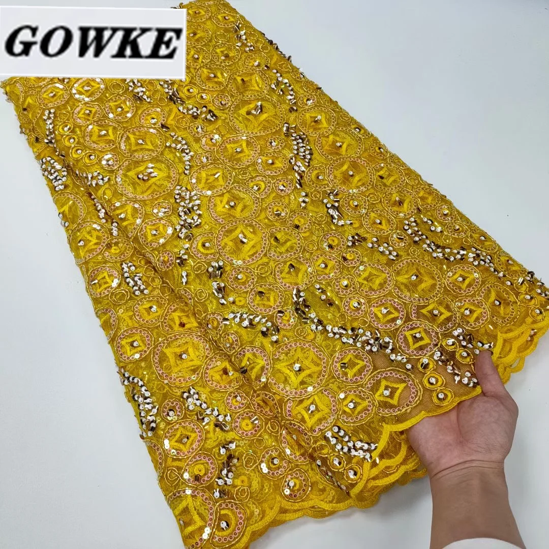 

Женская уникальная ткань 2022, высококачественное французское вышитое гипюровое кружево из тюля для свадебного выпускного платья