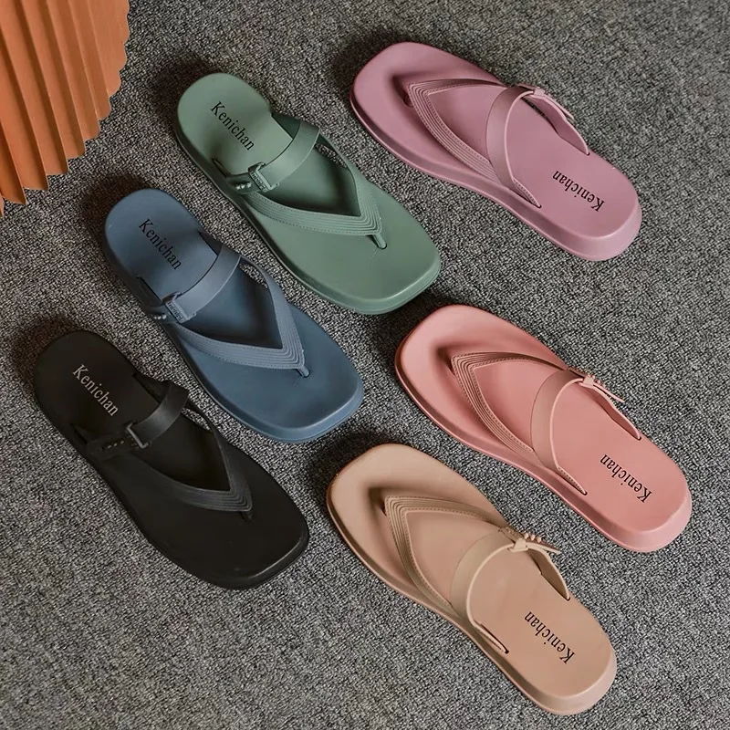 2023 Summer Solid Color Flat Women Sandals Fashion Open Toe Outdoor Slippers Casual Flip-flops Beach Women's Shoes Ladies Sandal