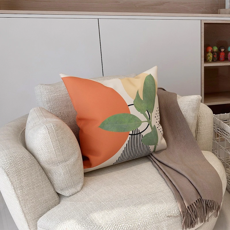 

Простой абстрактный чехол для подушки, геометрический персиковый чехол для подушки для гостиной, дивана, автомобиля, современный чехол для ...