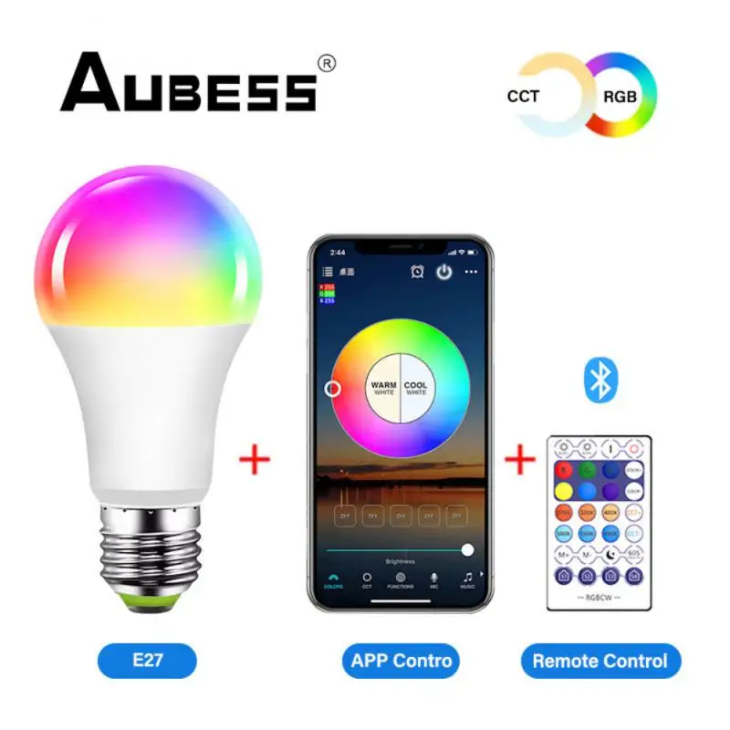 

Aubess Bluetooth-совместимая лампа 10 Вт ампульная светодиодсветодиодный умсветильник ПА умная лампа Ampolleta Lampada ZENGGE ночсветильник с управлением чер...